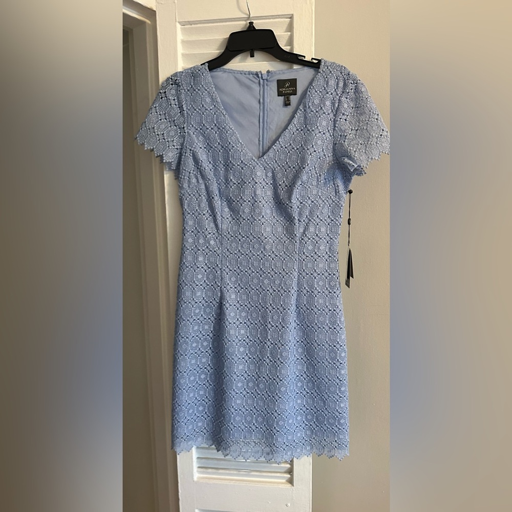 Adrianna Papell Women's Emmy LACE A-LINE Dress, iced Lapis Size 6 NWT